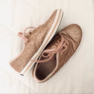 Kids KEDS Kate Spade Rose Gold Glitter sneakers